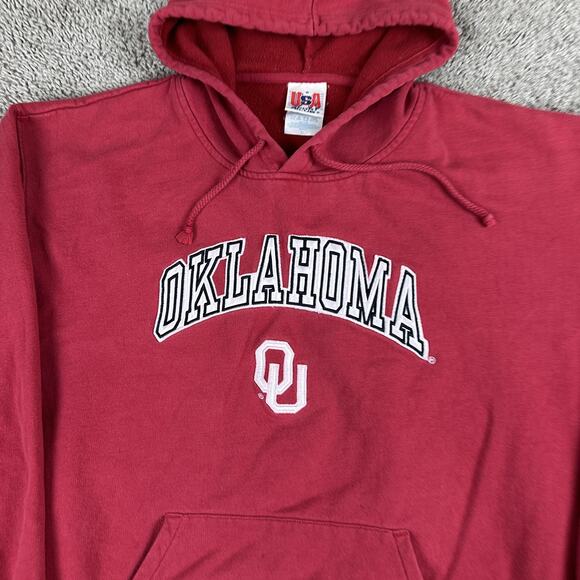Oklahoma Sooners Hoodie Mens XL Red NCAA Football Pullover Fleece OU Sweatshirt - Picture 3 of 11